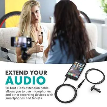 Movo 20ft 3.5mm TRRS Mic Extension Cord - Flexible Sound Quality