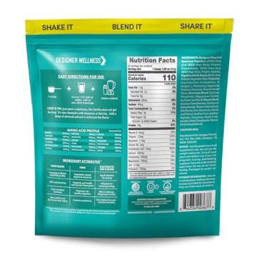 Designer Wellness, Designer Whey, Natural When Protein Powder with Probiotics, Fiber, and Key B-Vita...