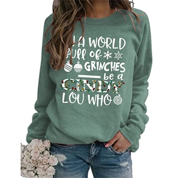 MLZHAN Women In A World Full of Grinches Sweatshirts Crewneck Long Sleeve Tops