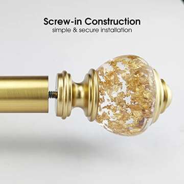 ILAISIHOME Gold Foiled Decorative Curtain Rod Finials Set