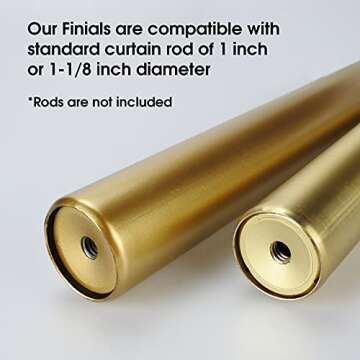 ILAISIHOME Gold Foiled Decorative Curtain Rod Finials Set