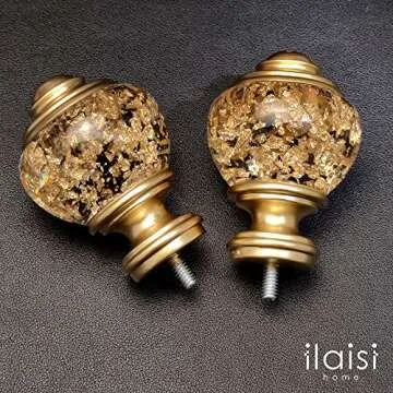 ILAISIHOME Gold Foiled Decorative Curtain Rod Finials Set
