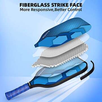 JoncAye Pickle-Ball Paddle Set of 4 USAPA Approved Rackets and Balls w/Racquet Bag, Grip Tape, Ball ...