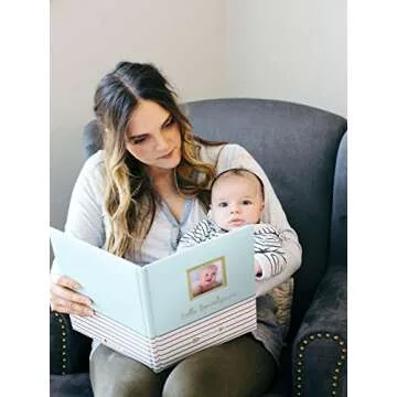 Pearhead Hello Handsome, First 5 Years Baby Memory Book with Photo Insert, Perfect Baby Keepsake, Blue 3x3 Inch (Pack of 1)