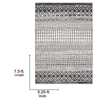 Livabliss Chester Boho Moroccan Area Rug 5'3" x 7'6" - Black