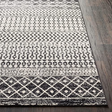 Livabliss Chester Boho Moroccan Area Rug 5'3" x 7'6" - Black