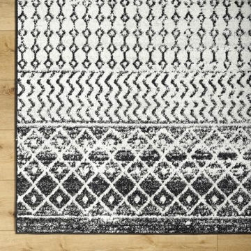 Livabliss Chester Boho Moroccan Area Rug 5'3" x 7'6" - Black