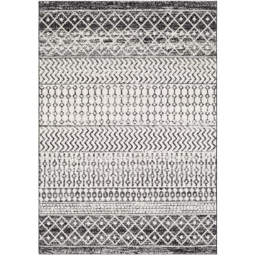 Livabliss Chester Boho Moroccan Area Rug 5'3" x 7'6" - Black