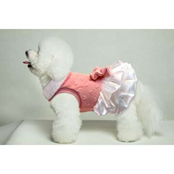 Dog Dress Girl Cute Puppy Clothes Fleece Lined Winter Coat Warm Dog Apparel for Cold Weather Dog Jacket for Small Medium Pets