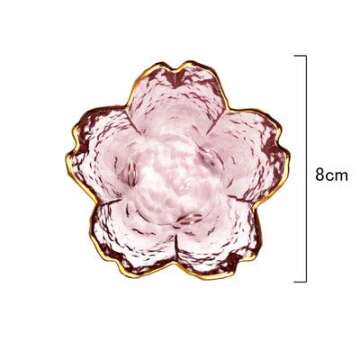 WILL Small Glass Dish Nordic Style Gold Inlay Glass Sauce Bowl Mini Japanese Cherry Blossoms Seasoni...