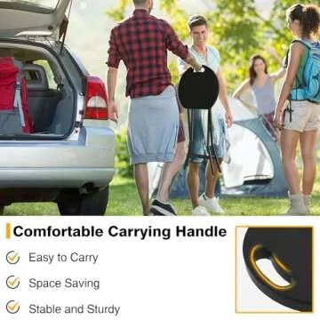 TAVR Furniture Portable Folding Chair with Handle, Heavy Duty Round Fold Stool Chair with 500lbs Capacity for Adults, 18 Inch Foldable Stool for Dorm, Kitchen, Vanity, Church and Outdoor use