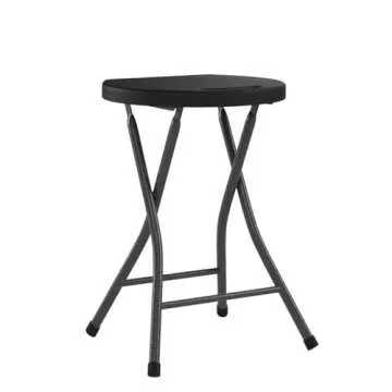 TAVR Furniture Portable Folding Chair with Handle, Heavy Duty Round Fold Stool Chair with 500lbs Capacity for Adults, 18 Inch Foldable Stool for Dorm, Kitchen, Vanity, Church and Outdoor use