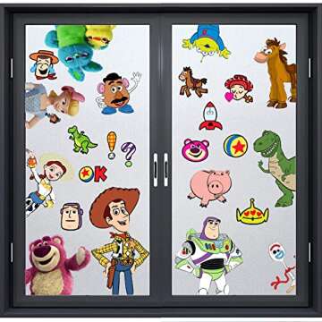 Festive Cartoon Window Cling Stickers for Kids' Parties