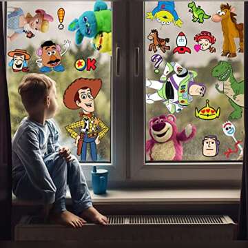 Festive Cartoon Window Cling Stickers for Kids' Parties