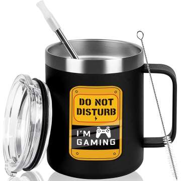 Gamer Gifts Stainless Steel Coffee Mug - 12oz Black