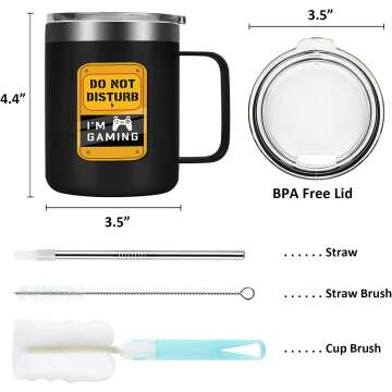 Gamer Gifts Stainless Steel Coffee Mug - 12oz Black