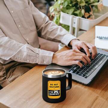 Gamer Gifts Stainless Steel Coffee Mug - 12oz Black