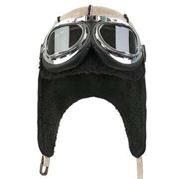 ililily Aviator Hat Winter Snowboard Fur Ear Flaps Trooper Trapper Pilot Goggles