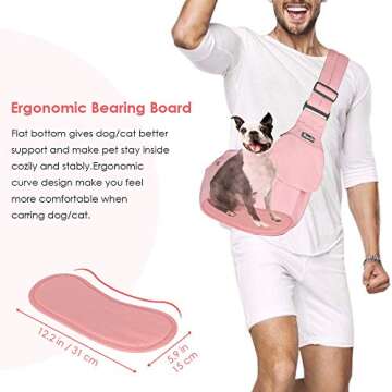 Lukovee Dog Sling Carrier, Hard Bottom Support & Adjustable Soft Padded Shoudler Strap Dog Slings fo...