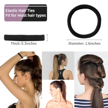 100 Black Seamless Hair Ties - No Damage, Perfect for All Styles