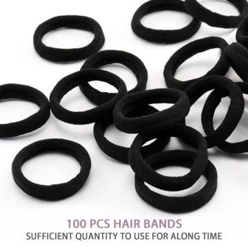 100 Black Seamless Hair Ties - No Damage, Perfect for All Styles