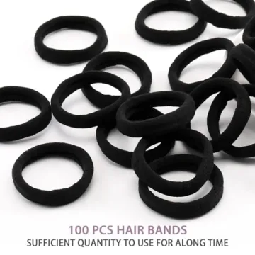 100 Black Seamless Hair Ties - No Damage, Perfect for All Styles