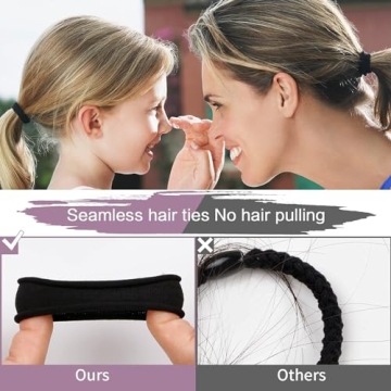100 Black Seamless Hair Ties - No Damage, Perfect for All Styles