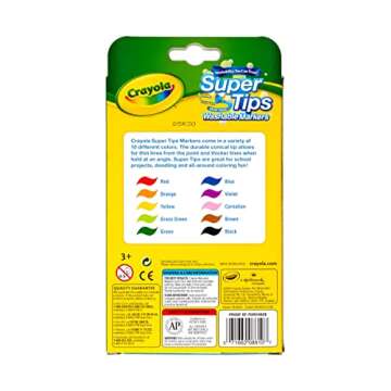 Crayola Super Tips Markers, Washable Markers, 10Count, Assorted