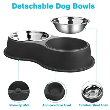 Epetslove Double Dog Bowls with Non-Slip Resin Station
