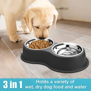 Epetslove Double Dog Bowls with Non-Slip Resin Station