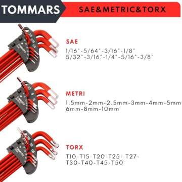 TOMMARS Hex Key Set with Magnetic Ball Ends for All Tasks
