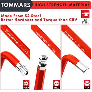 TOMMARS Hex Key Set with Magnetic Ball Ends for All Tasks