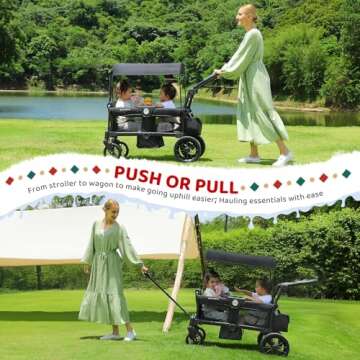 ELEMARA Wagon Stroller for 2 Kids, Premium All-Terrain Stroller Wagon, Collapsible Kids Wagon with C...