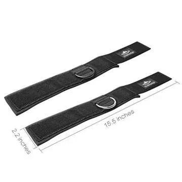 Vishusju Ankle Wrist Cuffs Neoprene Padded Straps D-Ring Glute Kickback for Cable Machines Legs Exercise Adjustable Fitness (D Ring Silver)