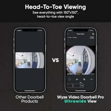 Wyze Wireless Video Doorbell Pro (Chime Included), 1440 HD Video, 1:1 Aspect Ratio: 1:1 Head-to-Toe View, 2-Way Audio, Night Vision