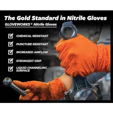 GLOVEWORKS HD Industrial Orange Nitrile Gloves - 100 Pack
