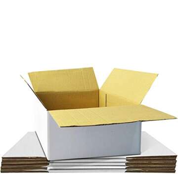 PETAFLOP 10x7x5 Shipping Boxes, White Corrugated Mailing Cardboard Box for Packing Small Business, 25 Pack
