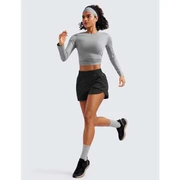 CRZ YOGA Women's High Waisted Running Shorts - Quick Dry