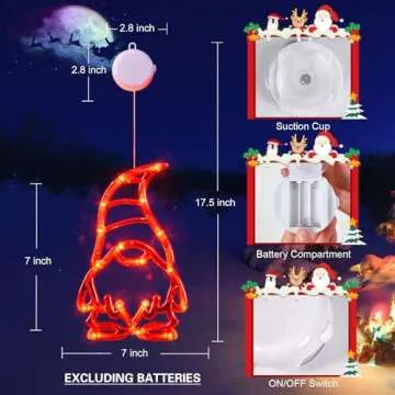 LOLStar Christmas Gnome Window Lights with Timer Function