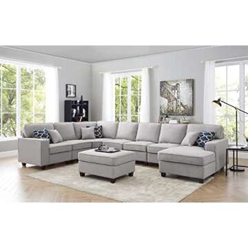 Luxurious Devion Furniture Maison Sectional Modular Sofa with Ottoman for Living Rooms, Apartments, ...