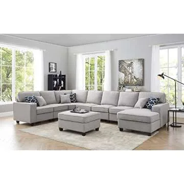 Luxurious Devion Furniture Maison Sectional Modular Sofa with Ottoman for Living Rooms, Apartments, ...