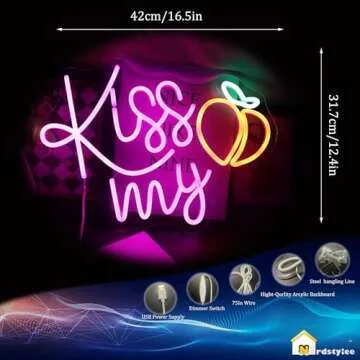 Nordstylee LED Kiss My Peach Neon Sign for Every Occasion