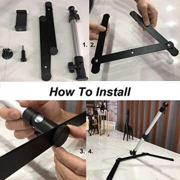 Photo Copy Pico Projector Stand Overhead Phone Mount Adjustable Tabletop Teaching Online Stand for Live Streaming Baking Crafting Demo Online Video and Draw Recording