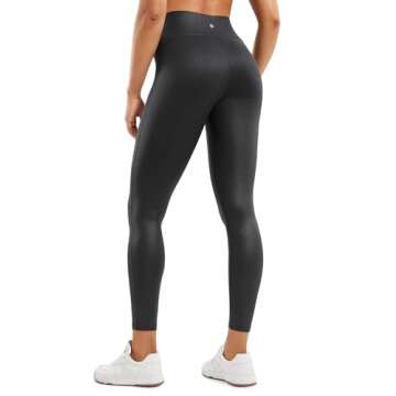 CRZ YOGA Butterluxe Womens Matte Faux Leather Leggings 25" - No Front Seam High Waist Stretch Tights...