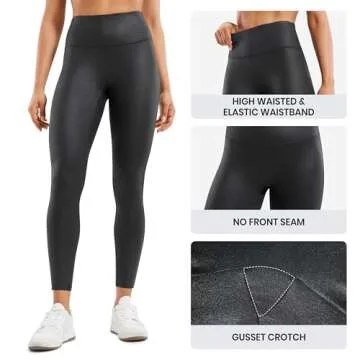 CRZ YOGA Women's High Waist Faux Leather Leggings 25"