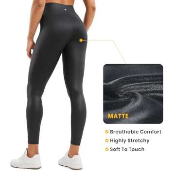 CRZ YOGA Women's High Waist Faux Leather Leggings 25"