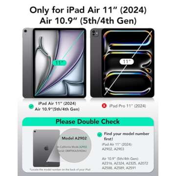 ESR for iPad Air 11 Inch Case M2(2024), iPad Air 6th/5th/4th Gen (2024/2022/2020), Powerful Magnetic...