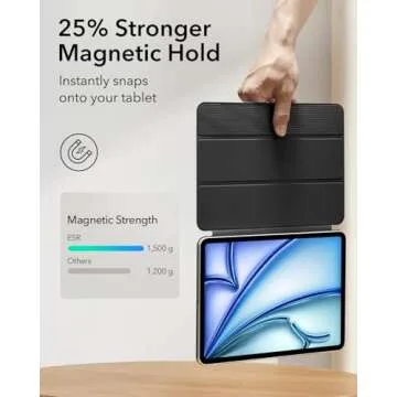 ESR for iPad Air 11 Inch Case M2(2024), iPad Air 6th/5th/4th Gen (2024/2022/2020), Powerful Magnetic Attachment, Slim Trifold Stand Case, Supports Pencil Pro&Pencil(USB-C), Durable Protection, Black