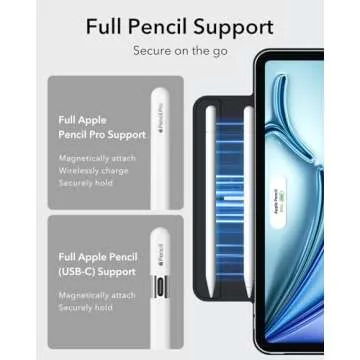 ESR for iPad Air 11 Inch Case M2(2024), iPad Air 6th/5th/4th Gen (2024/2022/2020), Powerful Magnetic Attachment, Slim Trifold Stand Case, Supports Pencil Pro&Pencil(USB-C), Durable Protection, Black