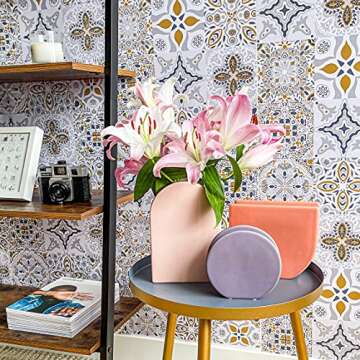 Rhapsody Studio Ceramic Vase - Peach Tall | Boho Vase Aesthetic Room Decor, Modern Vase, Home Decorations for Living Room, Ceramic Vases for Home Decor, Flower Vases, Vase Set for Neutral Home Decor